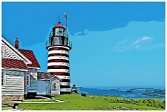 West Quoddy Head Light on a Summer Day -Digital Painting